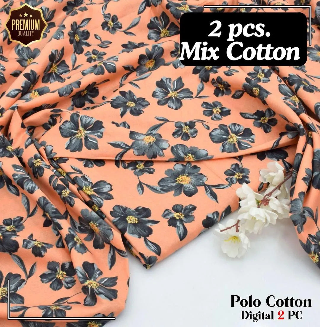 2 Pcs Women’s Unstitched Printed Suit