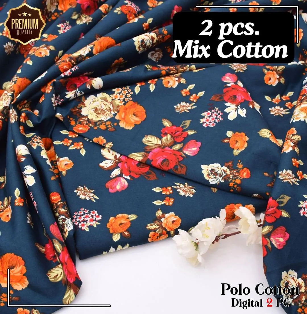 2 Pcs Women’s Unstitched Printed Suit