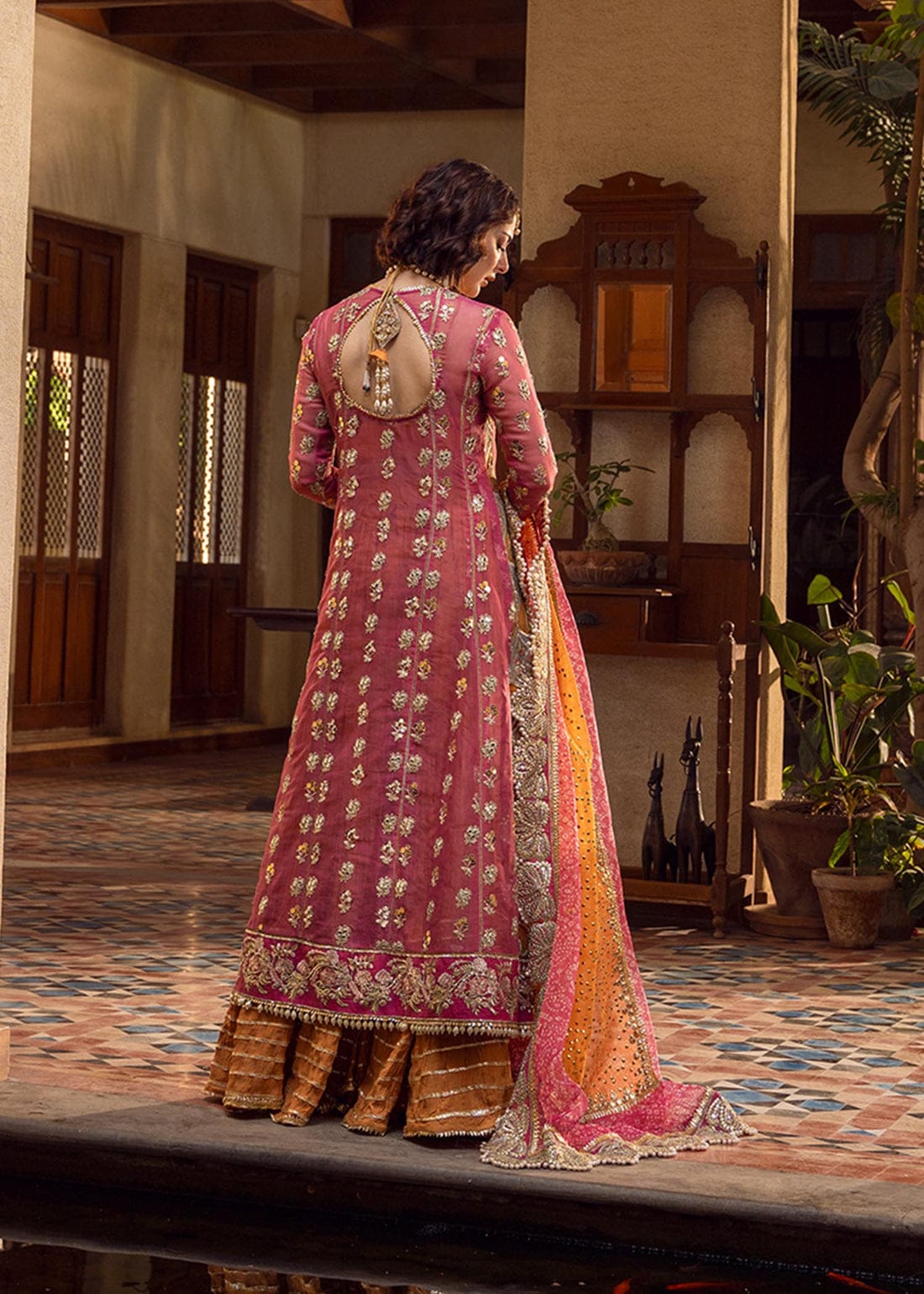 CRIMSON Chiffon Embroidered Hand-Embellished Luxury 3-Piece Unstitched Suit