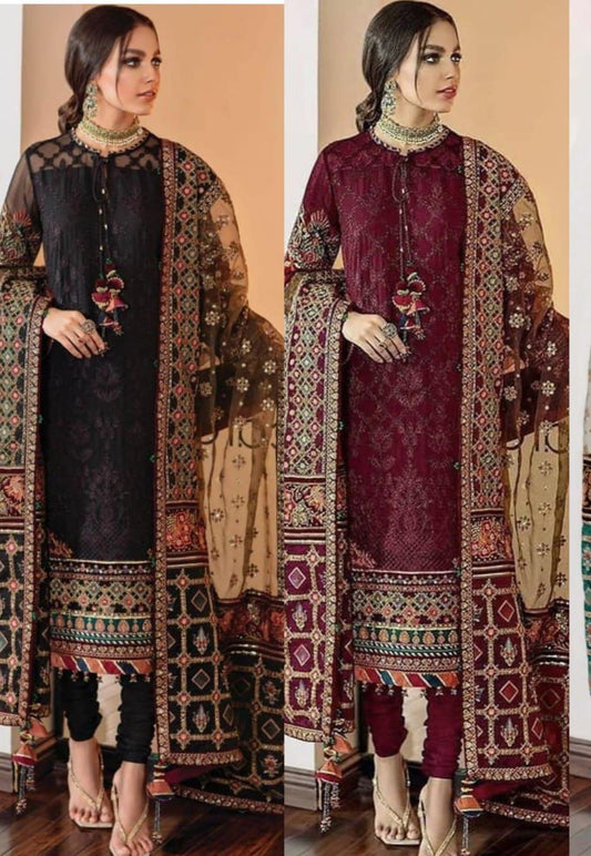 Luxury Organza Embroidered Sequence 3Pc Dress – Unstitched