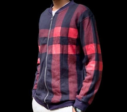 Men’s Stylish Checked Zipper Jacket – Casual & Formal Wear