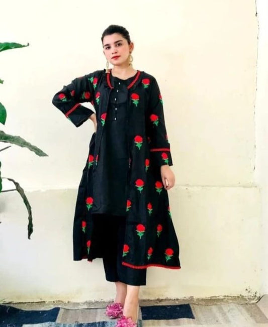 Silk Fancy Gown 3-Piece Set – Elegant & Timeless