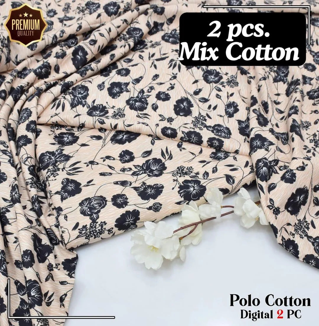 2 Pcs Women’s Unstitched Printed Suit