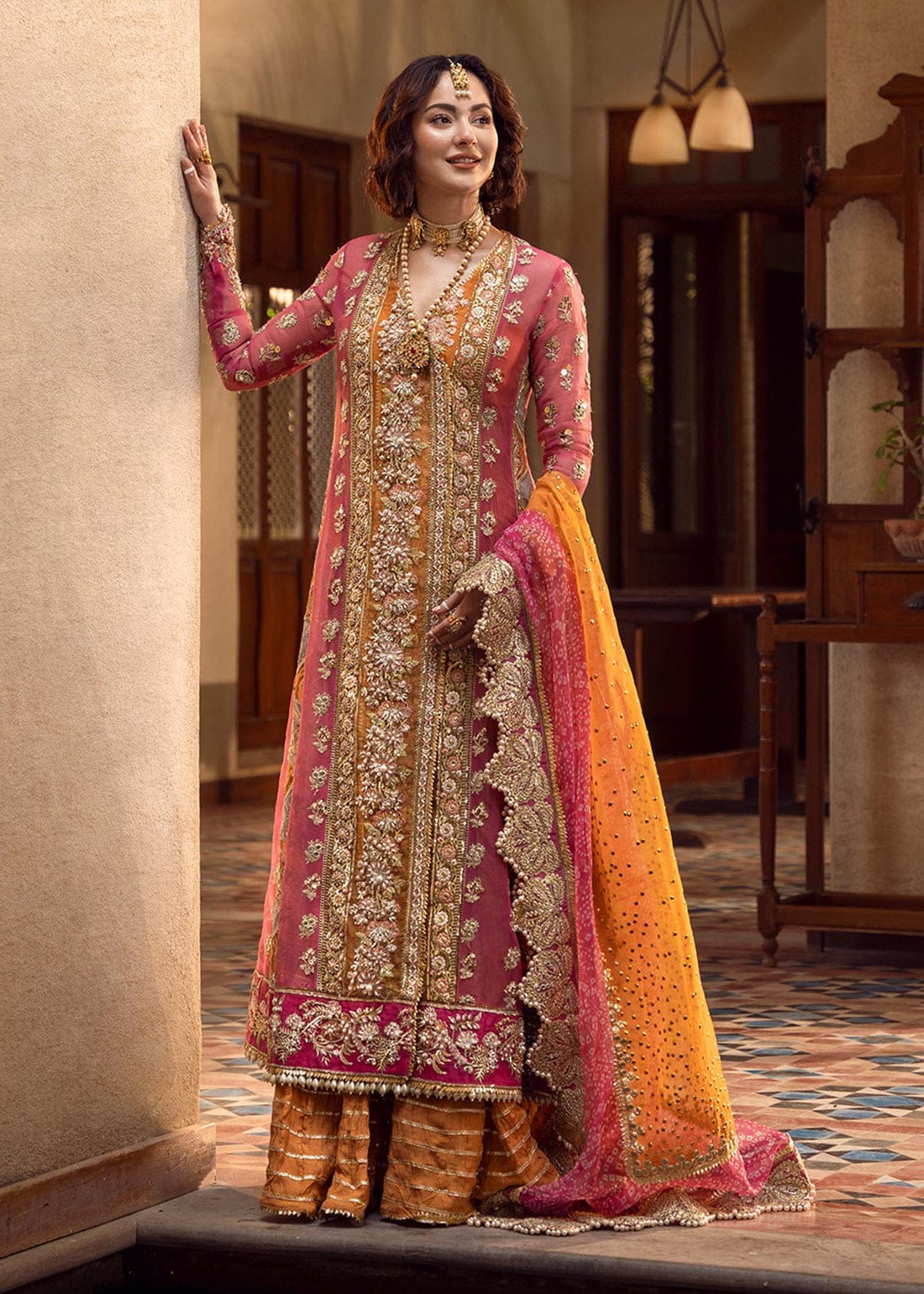 CRIMSON Chiffon Embroidered Hand-Embellished Luxury 3-Piece Unstitched Suit